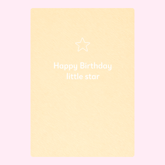 minimal happy birthday little star card design with soft yellow background and simple star illustration