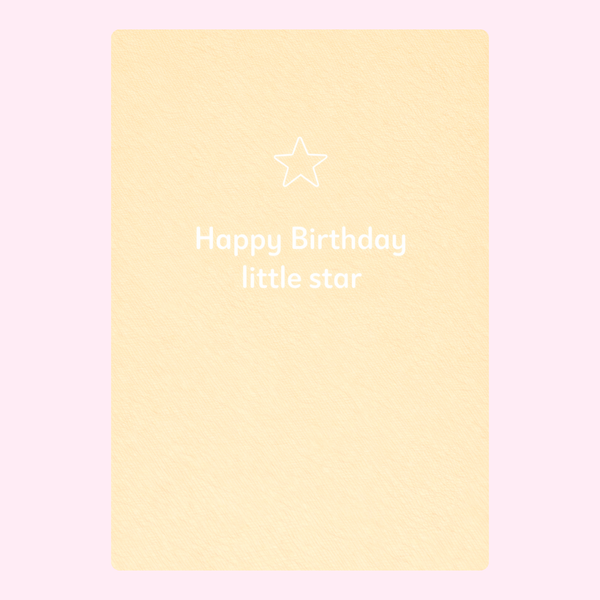 minimal happy birthday little star card design with soft yellow background and simple star illustration