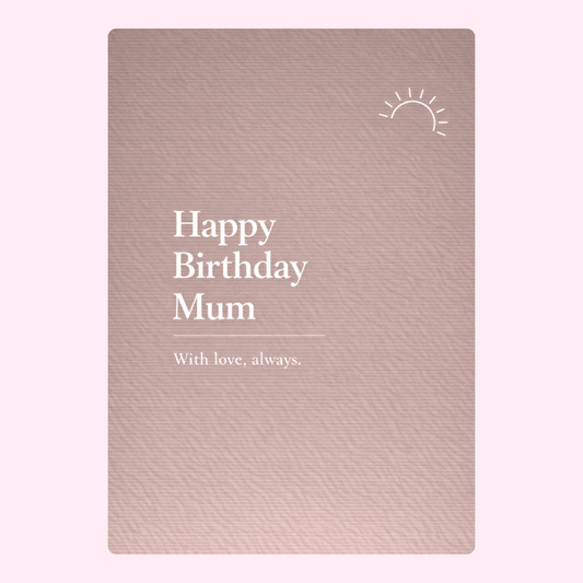 happy birthday mum cake card design in neutral beige background