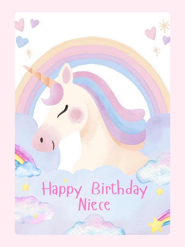 Unicorn Niece Birthday Cake Card