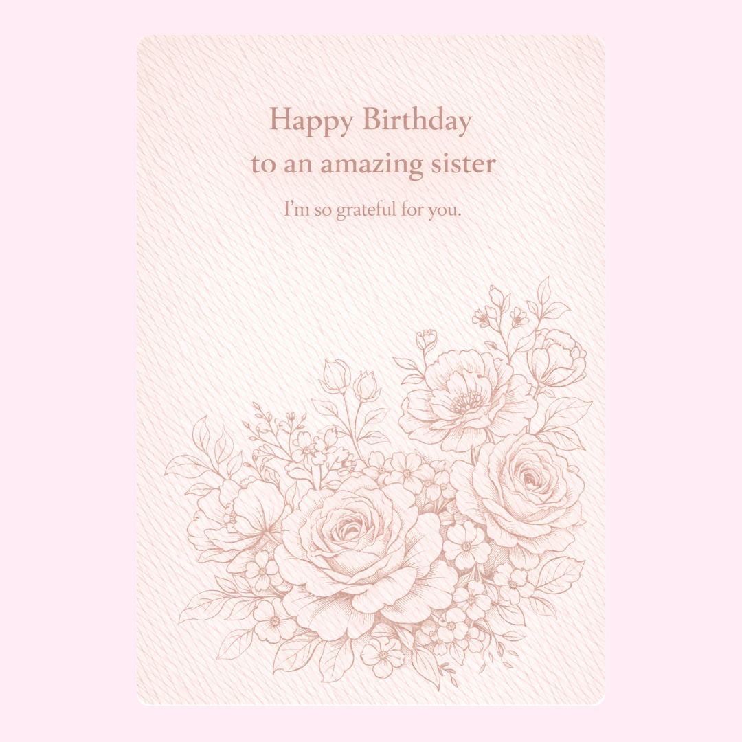 Happy Birthday sister card design with floral illustration