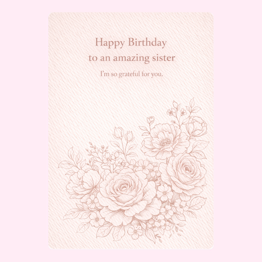 Happy Birthday sister card design with floral illustration