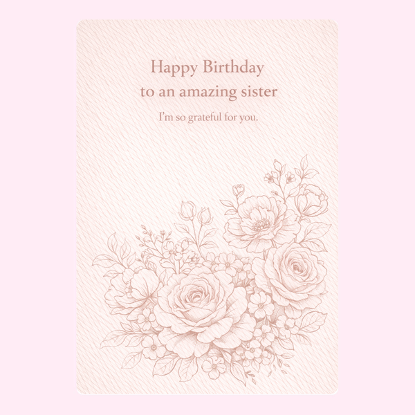 Happy Birthday sister card design with floral illustration