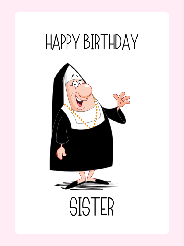 Happy Birthday sister card with funny character design