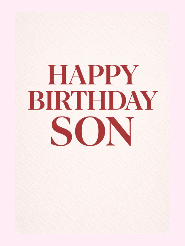 simple happy birthday son card with bold text