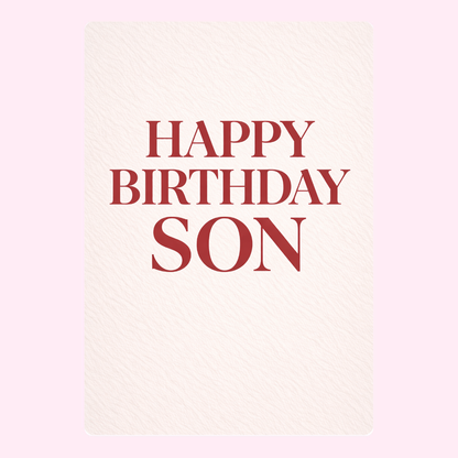 simple happy birthday son card with bold text