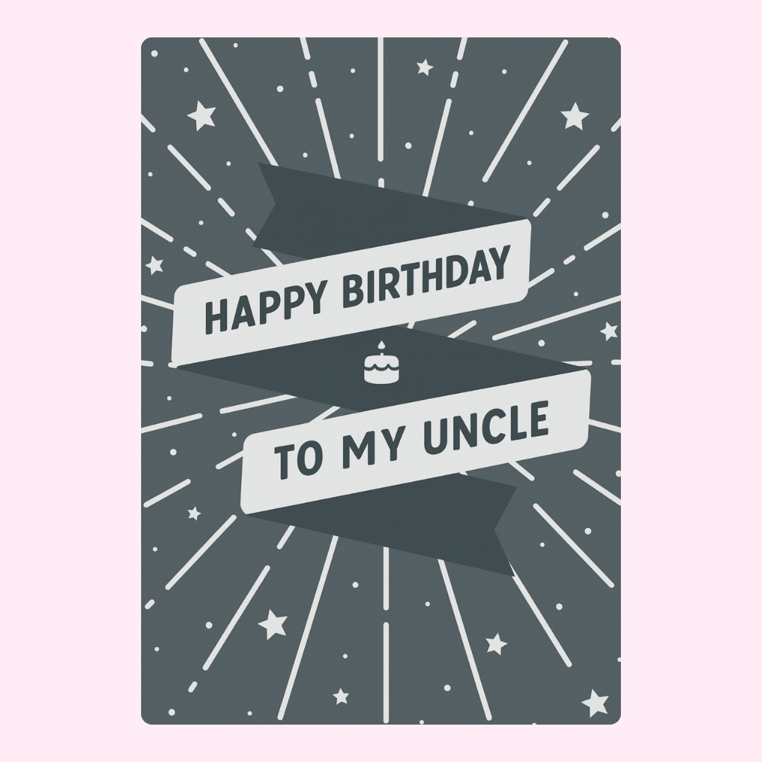 Happy Birthday to My Uncle edible cake card design with stars background
