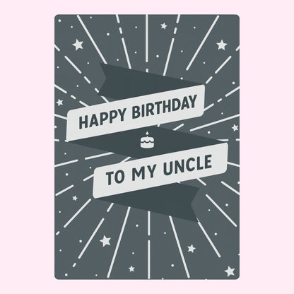 Happy Birthday to My Uncle edible cake card design with stars background