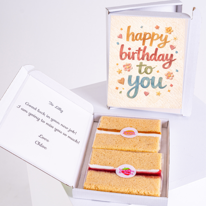 Happy birthday cake card gift box with colorful text design