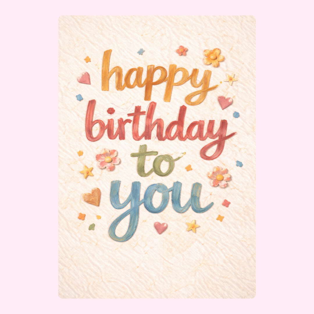 Happy birthday to you card with colorful lettering