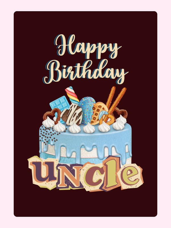 Happy Birthday Uncle cake illustration edible card design
