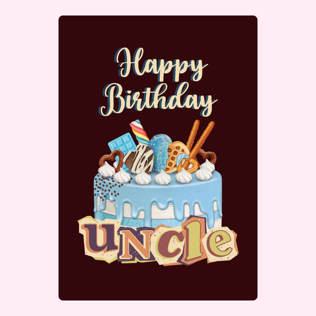 Happy Birthday Uncle cake illustration edible card design
