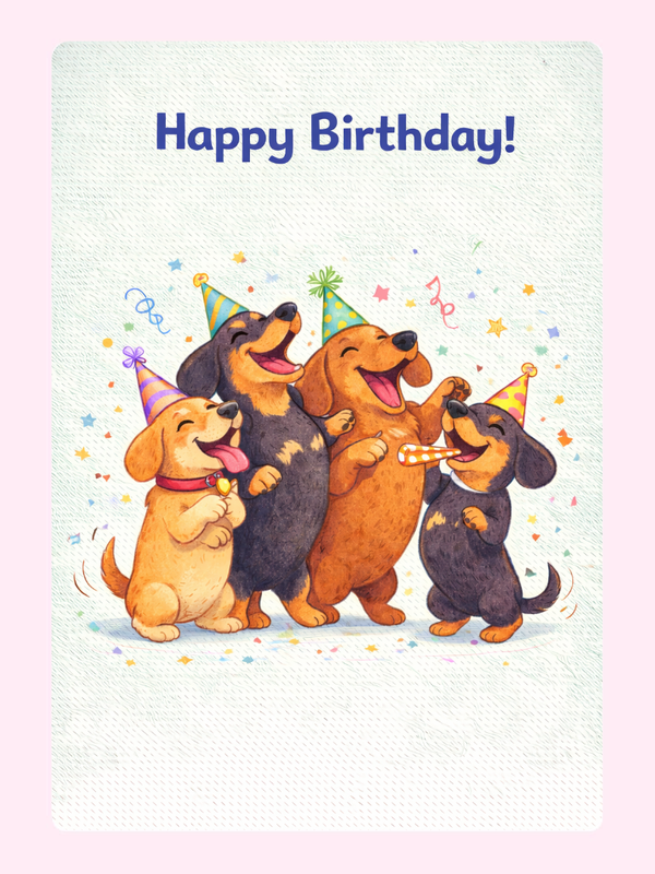 Happy Birthday Dogs Cake Card
