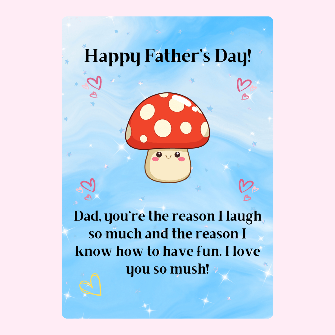 Happy Father's Day card with cute mushroom illustration