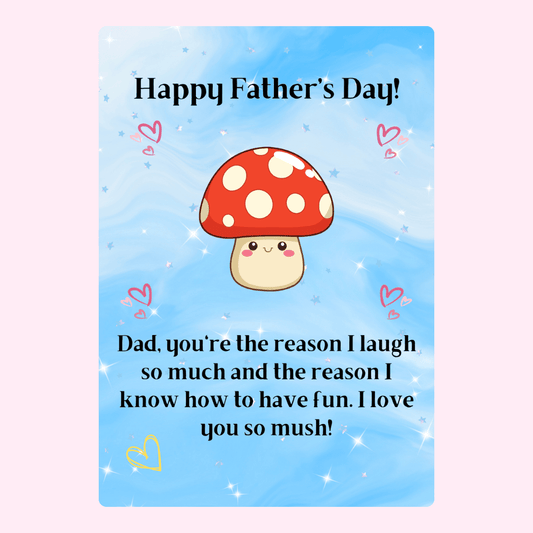 Happy Father's Day card with cute mushroom illustration