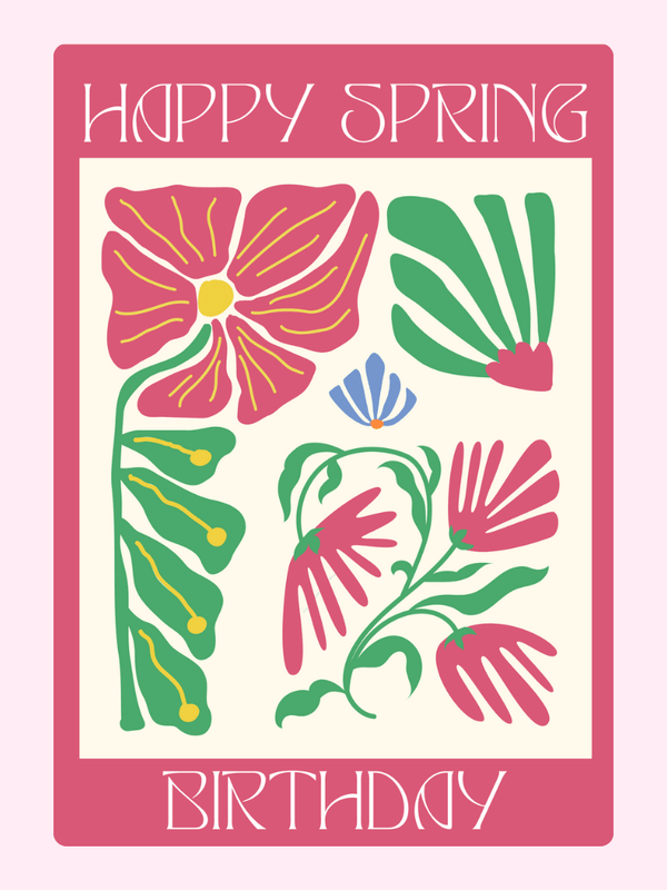 Abstract Pink Spring Birthday Cake Card