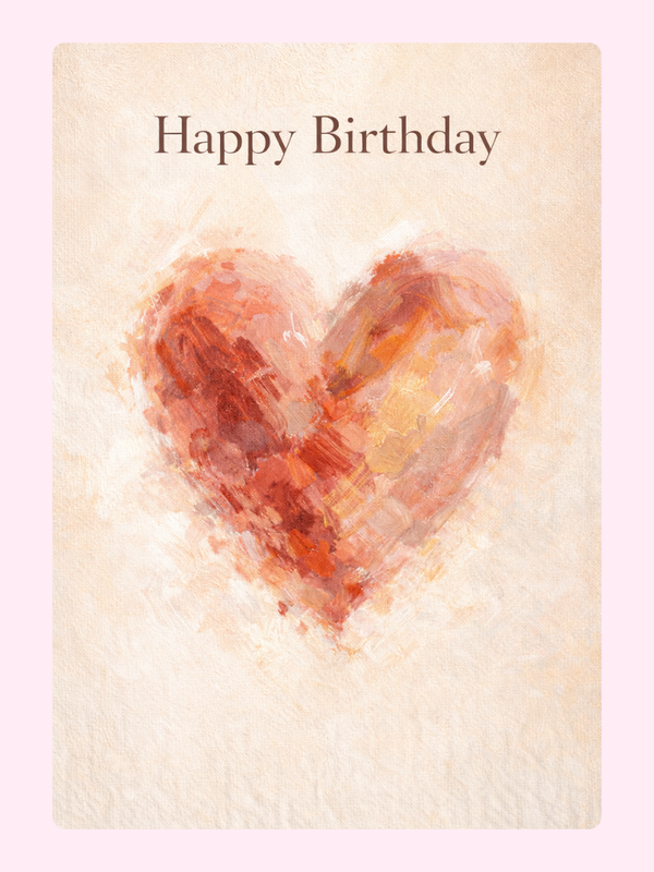 Happy Birthday Heart Art Cake Card