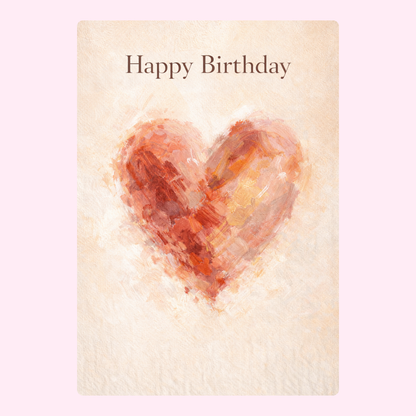 Happy birthday card with abstract painted heart