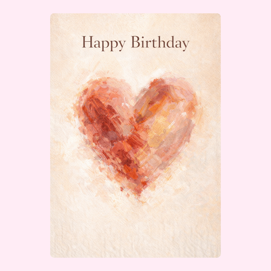 Happy birthday card with abstract painted heart