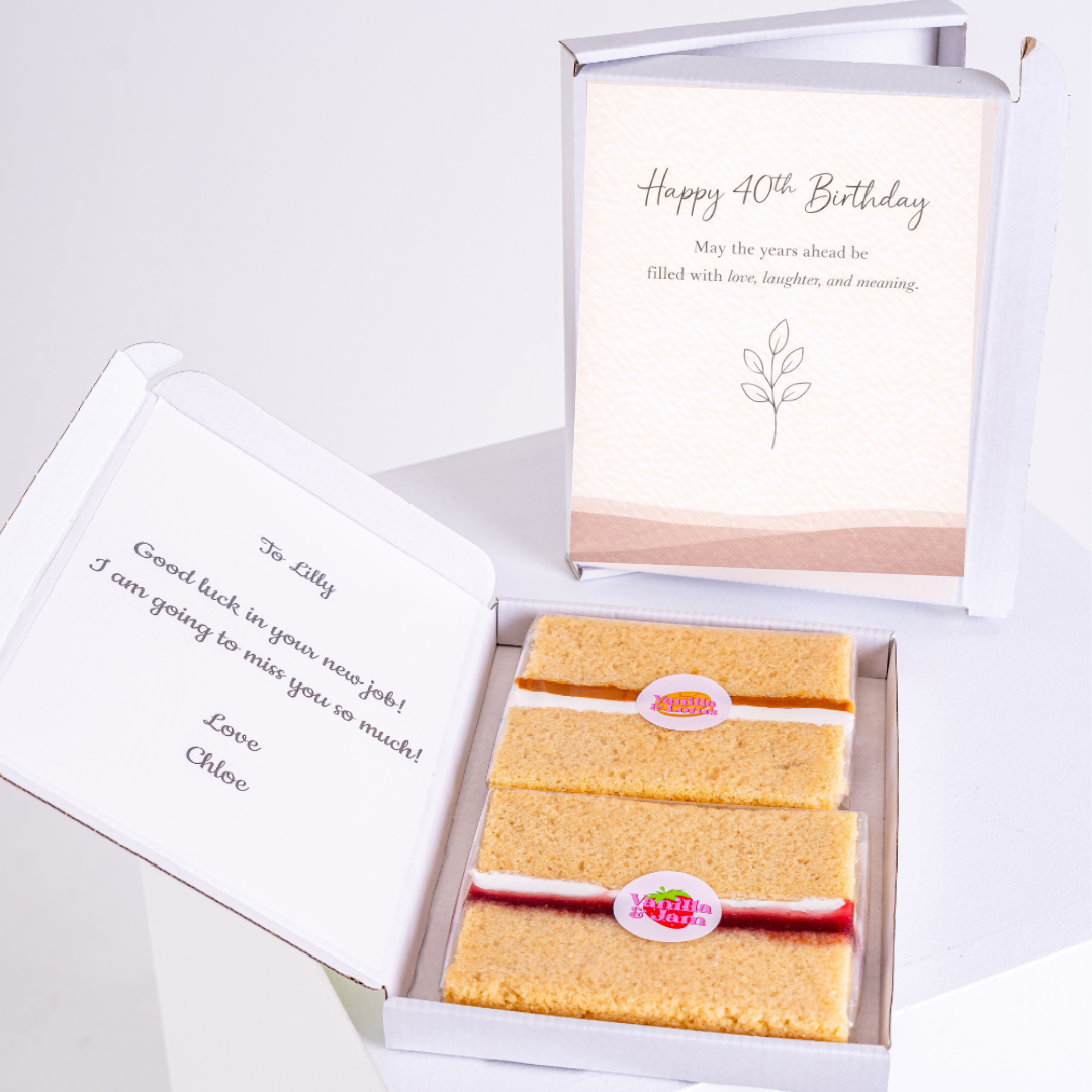 heartfelt 40th birthday cake card with personalised message and elegant neutral design