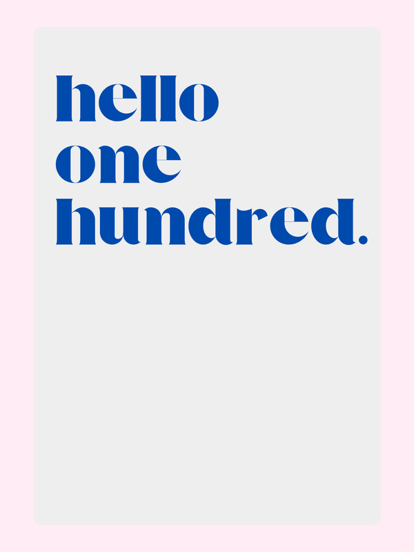 minimalist hello one hundred text birthday card
