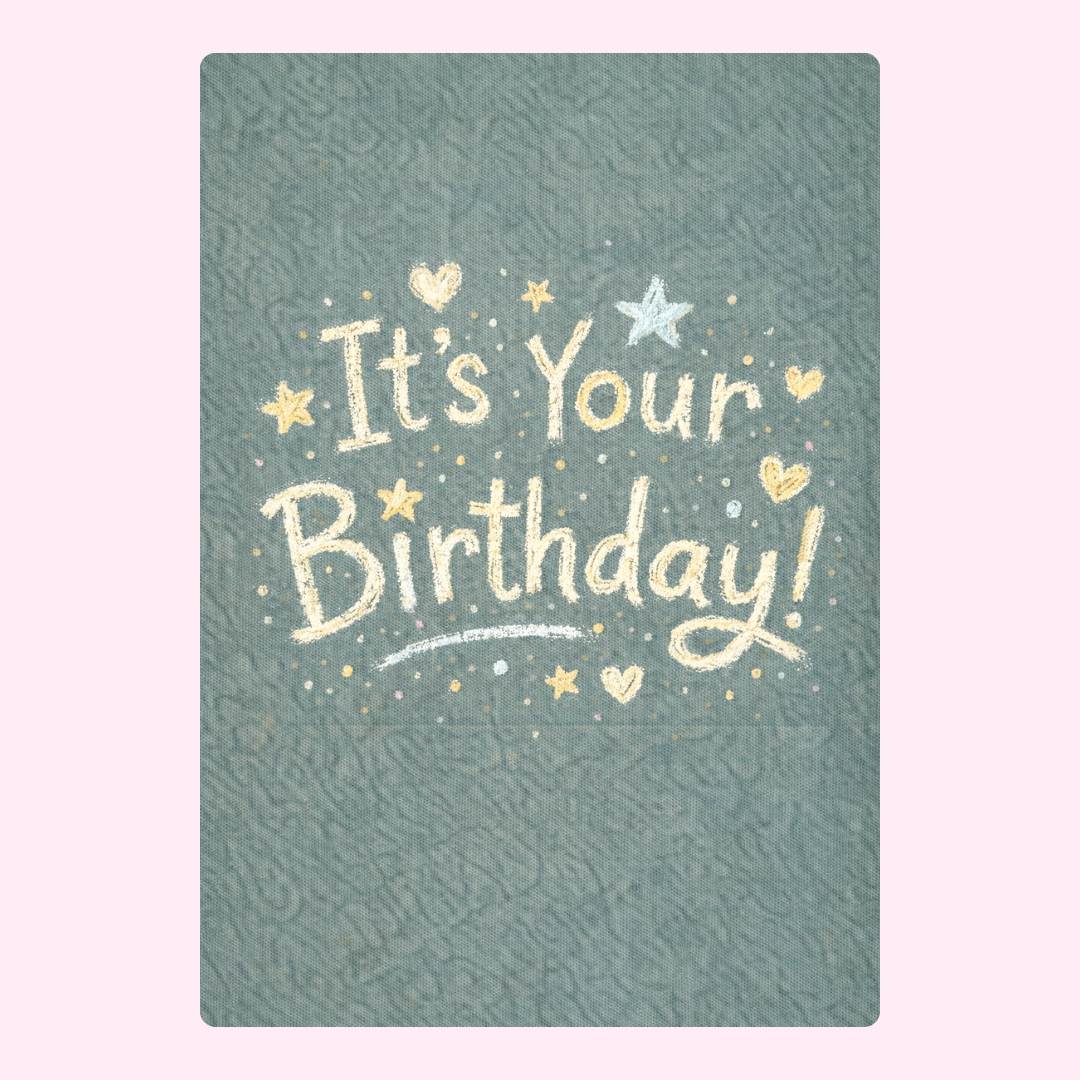 Greeting card with it's your birthday text and stars