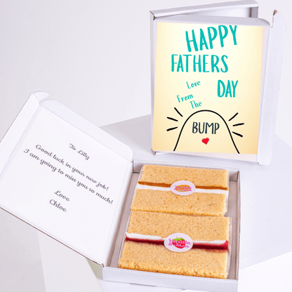 Bump Father’s Day cake card with cake inside