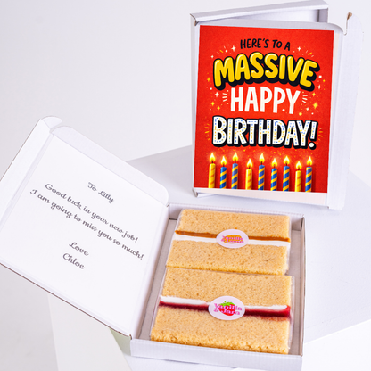 "Massive Happy Birthday" card with candles and bold colorful design
