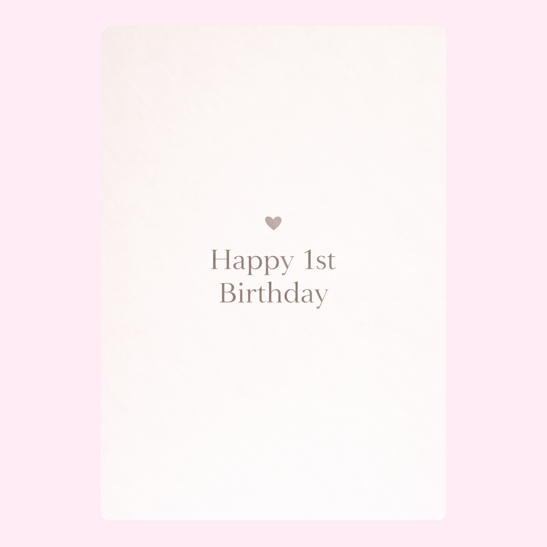 Minimal 1st birthday card with simple text design