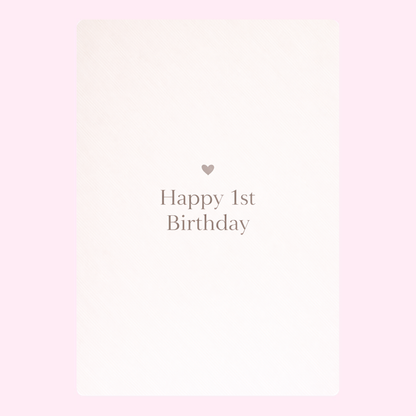Minimal 1st birthday card with simple text design