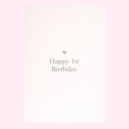 Minimal 1st birthday card with simple text design