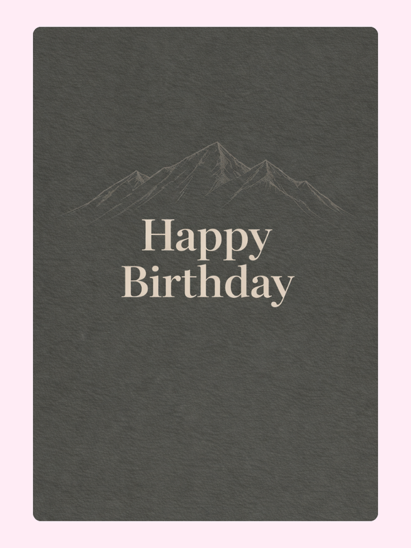 Minimal mountain happy birthday card