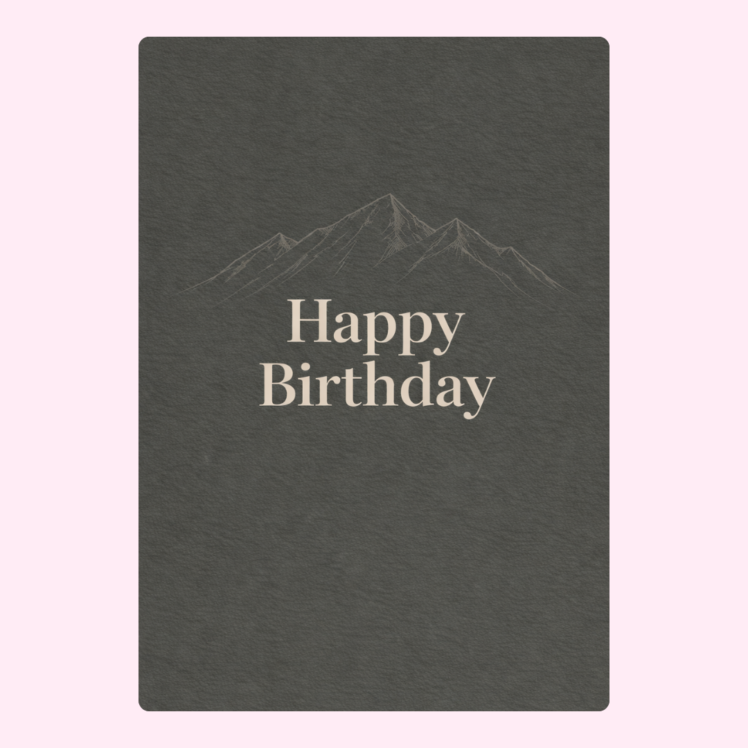 Minimal mountain happy birthday card