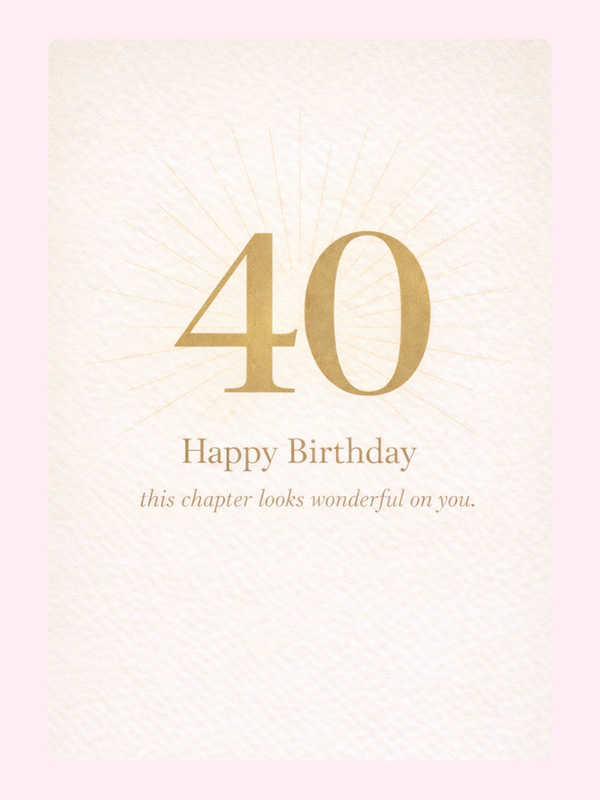 minimalist 40th birthday card with gold 40 typography and soft beige background