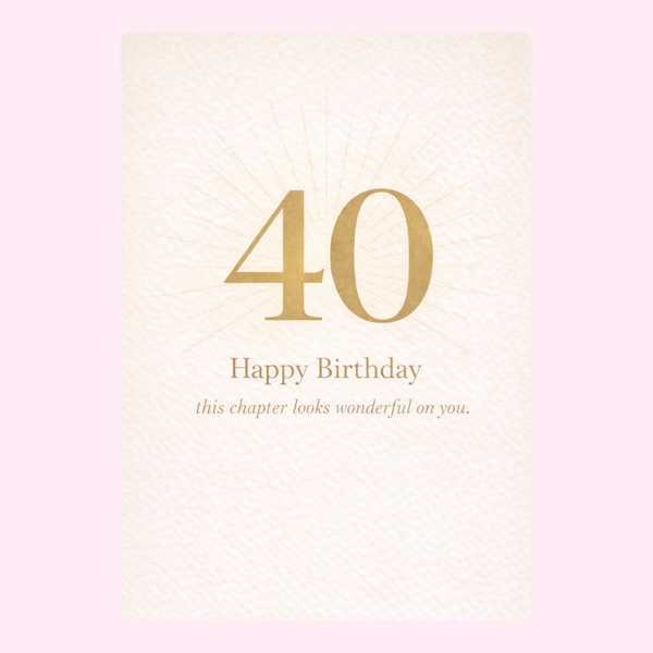 minimalist 40th birthday card with gold 40 typography and soft beige background