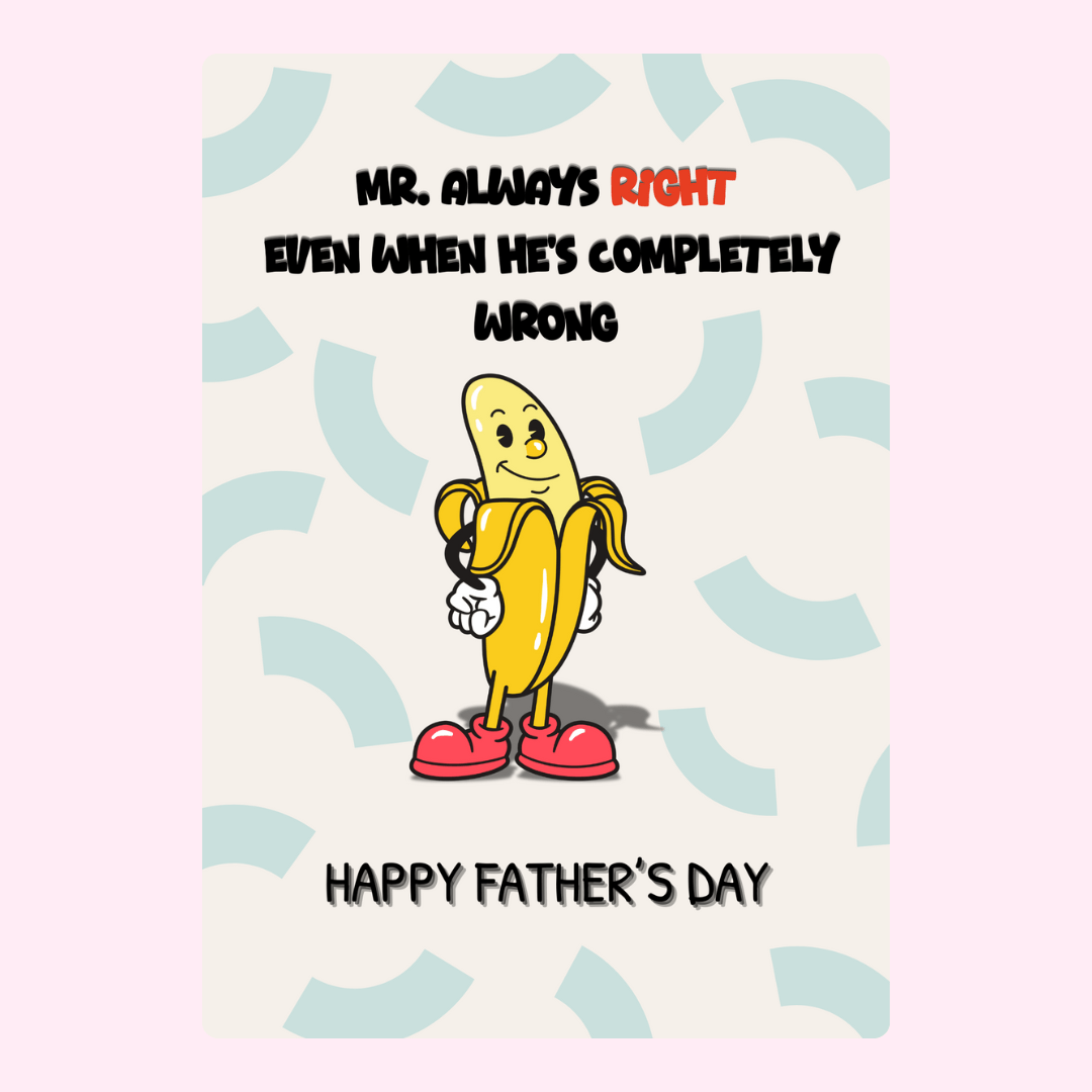 Funny Father's Day card with banana character