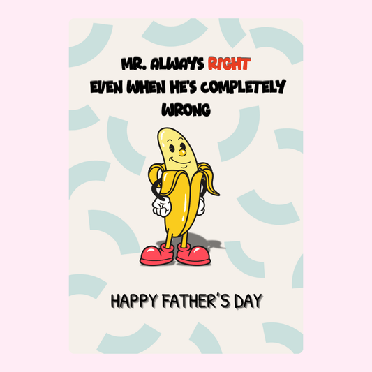 Funny Father's Day card with banana character