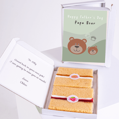 Father's Day gift box featuring adorable Papa Bear cake card with bear illustrations