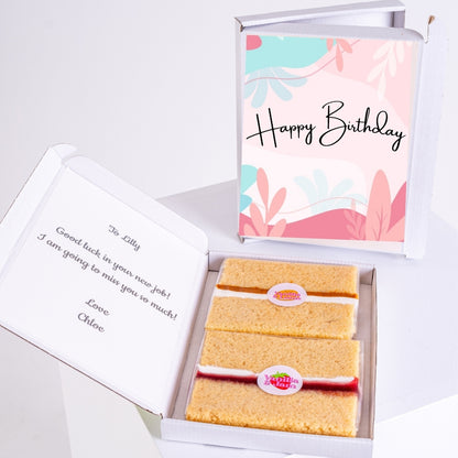 pastel happy birthday card with abstract leaves in gift box