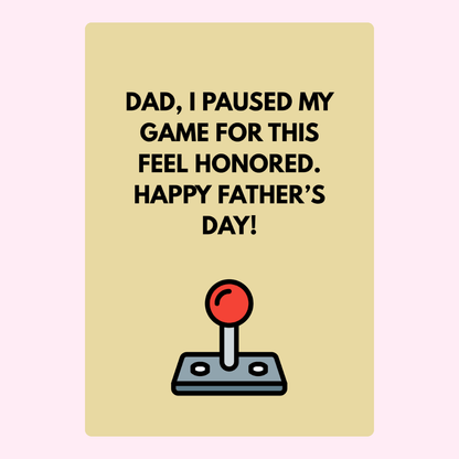 Funny Father's Day card for gamer dads