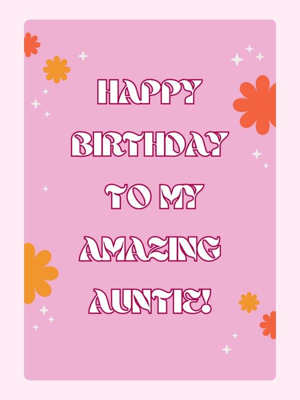 Amazing Auntie Pink Birthday Cake Card