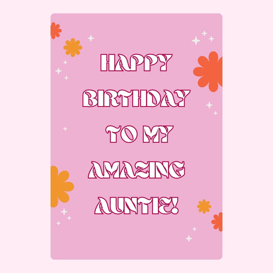 Pink Happy Birthday Auntie cake card design