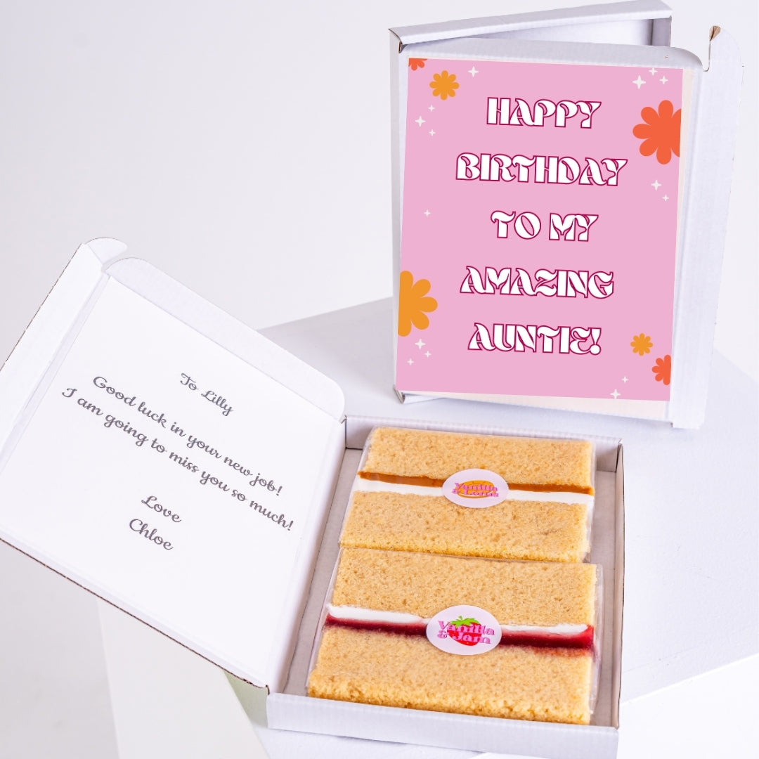 Pink Auntie birthday cake card gift box