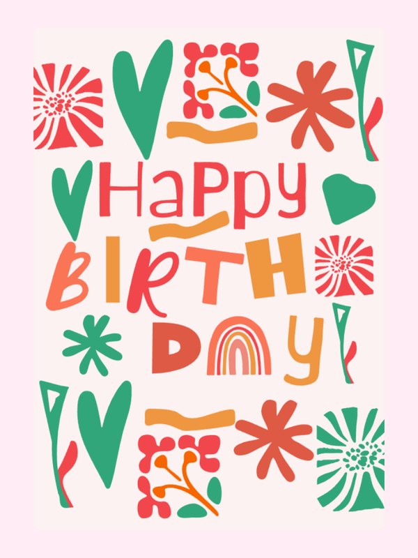 Colourful Happy Birthday Spring Cake Card