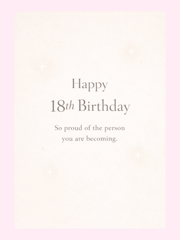 Elegant 18th Birthday Proud Message Cake Card