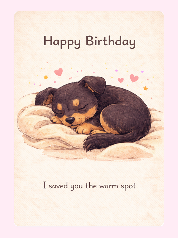 Dog Warm Spot Birthday Cake Card
