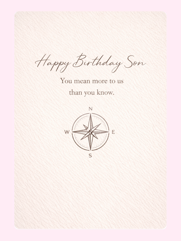 happy birthday son card with compass illustration