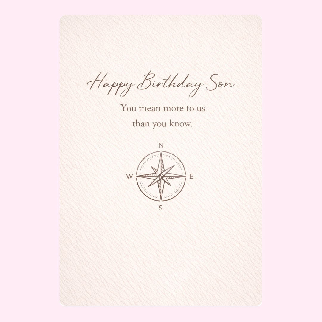 happy birthday son card with compass illustration