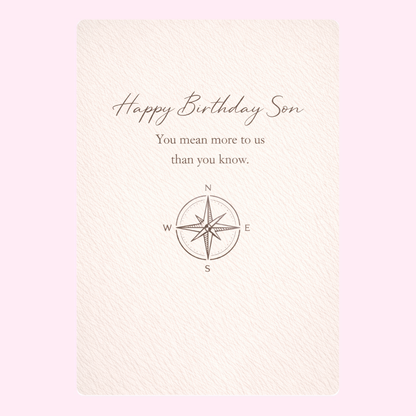 happy birthday son card with compass illustration