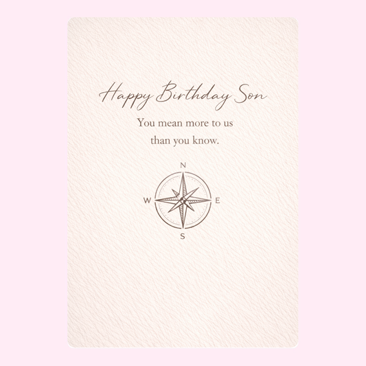 happy birthday son card with compass illustration